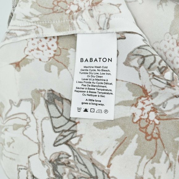 BABATON Aritzia Womens Size Medium Tan Floral Wieland Blouse Espace Desert Beige - Picture 9 of 10
